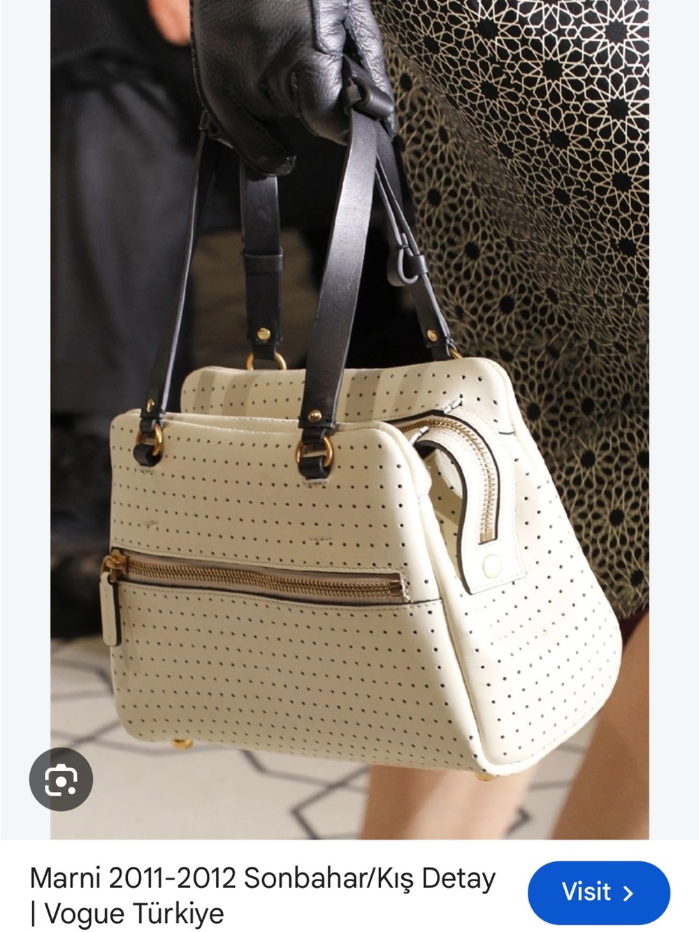 Marni Vintage 2011 Runway Perforated Handbag Cream